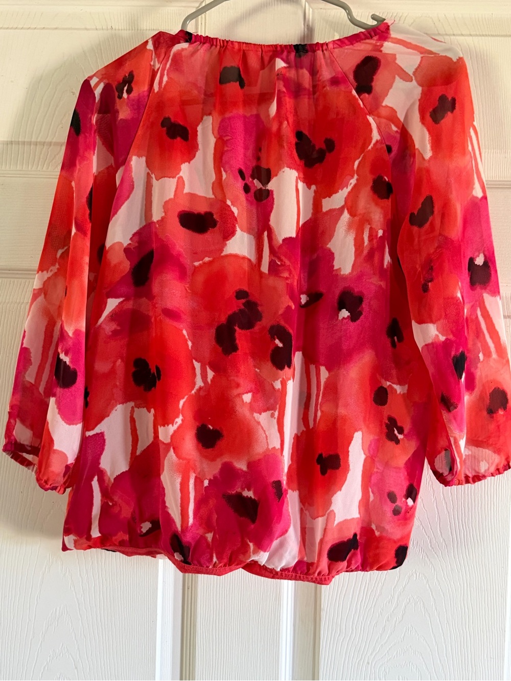 Christopher & Banks Pink and Red Floral Peasant Blouse - Picture 2 of 3
